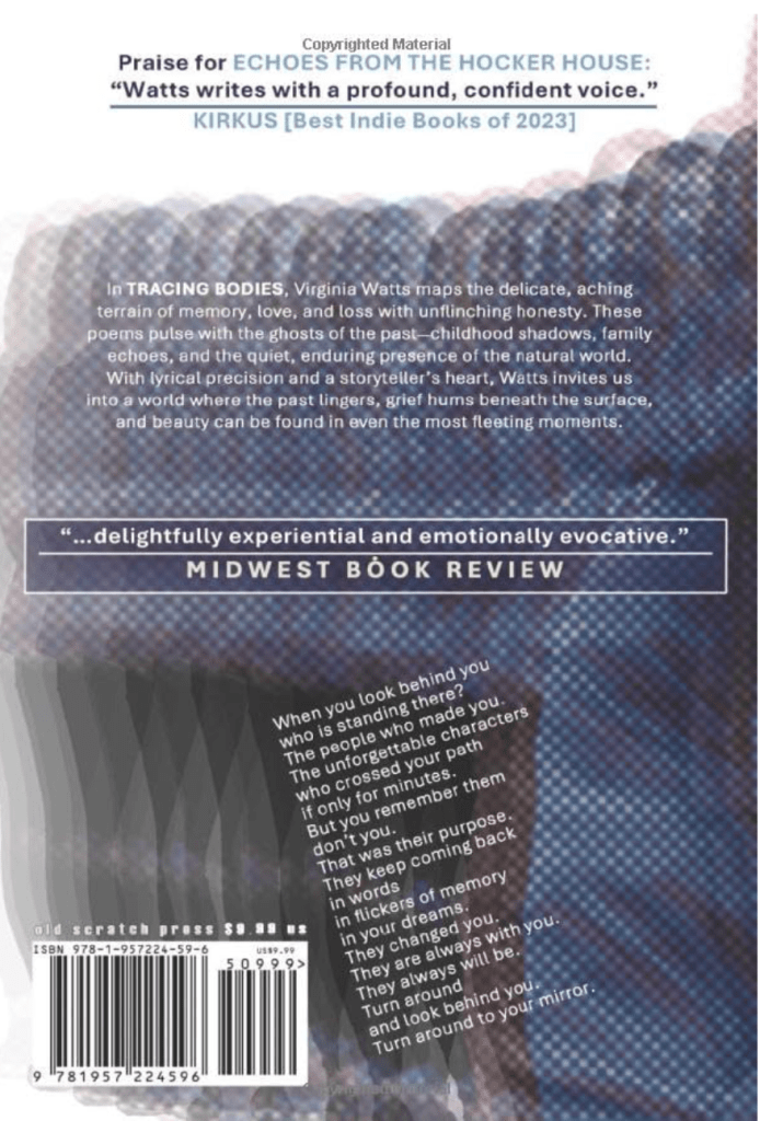 Cover of the book 'Tracing Bodies' by Virginia Watts featuring a textured background and text overlay.